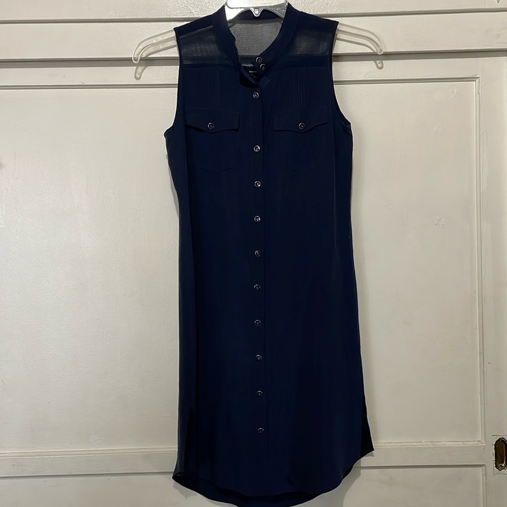 Club Monaco Royal Blue Silk Button Down Dress